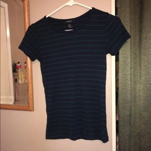 Dark blue and green striped T-shirt